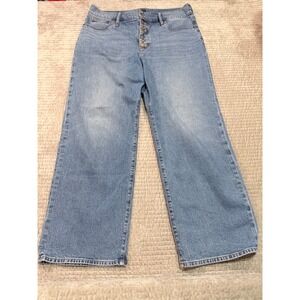 J.CREW Factory Full Length Wide Leg Button-Fly Jeans Size 33 Light Wash